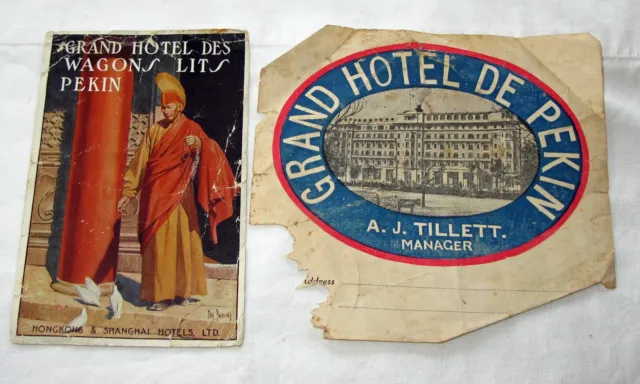 Vintage Grand Hotel De Pekin, Hong Kong, Shanghai Advertising Card, Paper 1930's