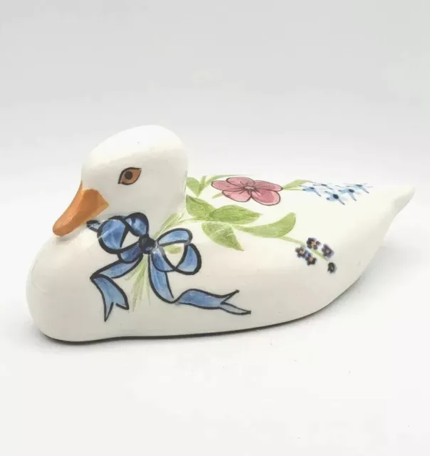 Vintage N S Gustin Pottery Ceramic Duck Hand Painted 7" Figurine Made In USA