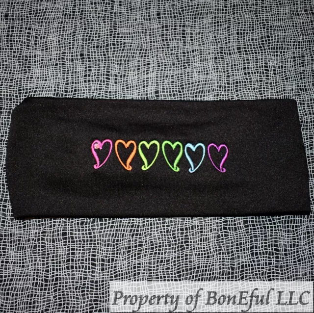 BonEful RTS NEW Boutique Rainbow Heart Gay Pride Run Unisex Yoga Headband Adult