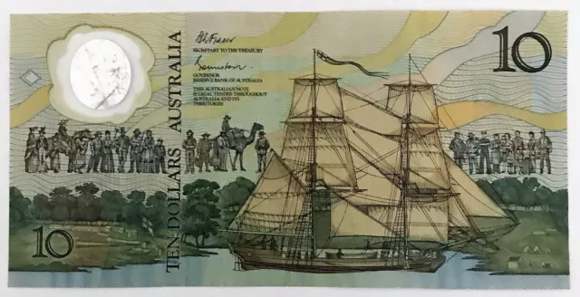 AUSTRALIA 1988 TEN 10 DOLLARS BANKNOTE . 2nd RELEASE ISSUE . LAST PREFIX AB 2