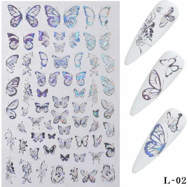 Nail Butterfly Design Sticker Decor Decal Holographic Laser Nail Art Sticker L02