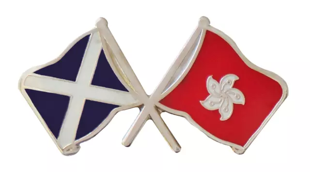 China Hong Kong Region & Scotland Flag Friendship Courtesy Pin Badge