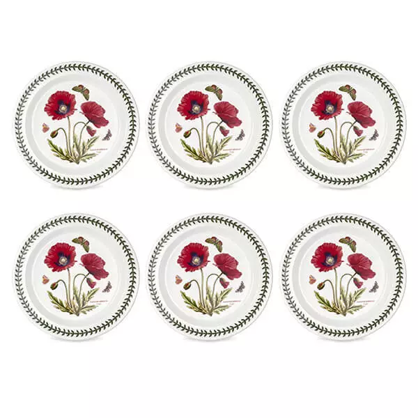 Portmeirion Botanic Garden 10" Plate Poppy Set of 6