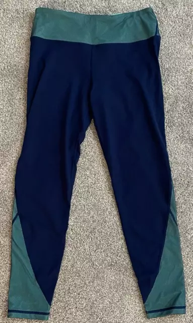 Victoria's Secret VSX Knockout Tight Women's Size L Mesh Navy/Aqua Blue Leggings