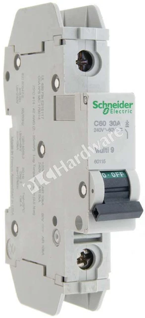 Schneider Electric 60115 Miniature Circuit Breaker Multi9 C60 MCB 1 pole 30 A