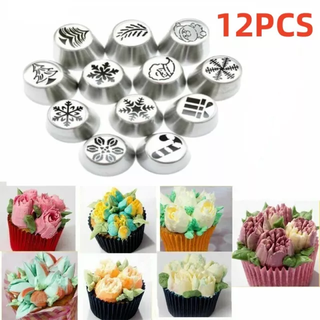 12Pcs/Set Russian Piping Nozzles Flower Cake Icing Decor Tips Pastry Party Tools