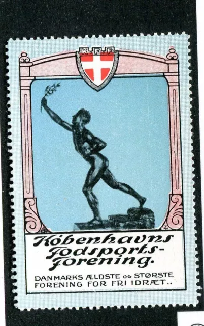 Vintage Poster Stamp Label KOBENHAVNS Copenhagen Denmark Track & Field Union