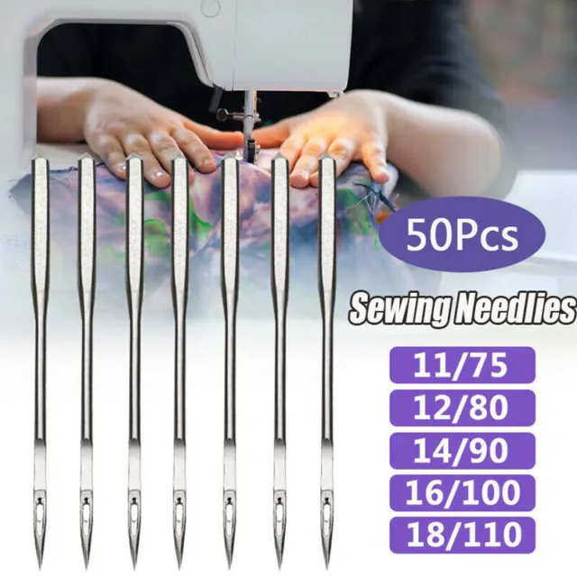 50stkThreading Singer Sewing Machine Needles 75/11 80/12 90/14 100/16 110/18 Neu
