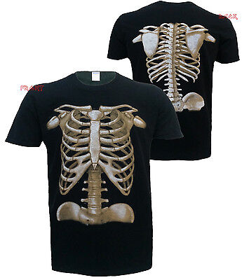 Skeleton Front and Back Screen Print T Shirt/Skull/Halloween/Goth/Horror/Top/Tee