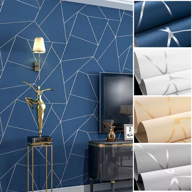 9.5M Modern Geometry Triangle Gloss Wallpaper Embossed Textured Non-woven Roll