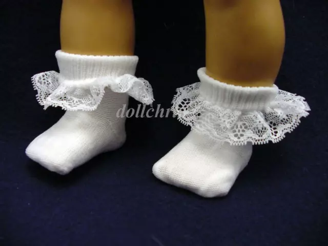 White Socks with Ruffled Lace Trim for 18" American Girl Doll Clothes AG New