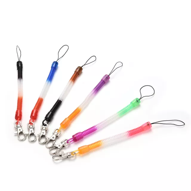 4X Retractable Plastic Spring Coil Spiral Stretch Keychain Ring Chain KeyrinY..X