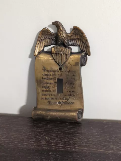 Vintage American Eagle Freedom Thomas Jefferson Brass Single Light Switch Cover