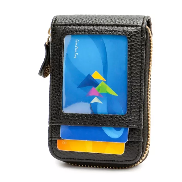 Men's Wallet Credit Card Holder Genuine Leather RFID Blocking Zipper Pocket Thin 11
