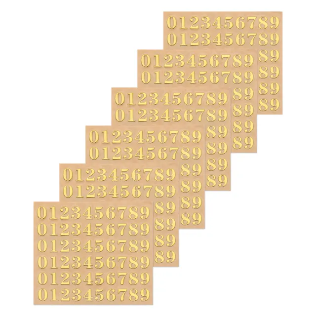 6 Blätter Nummer Harz Aufkleber 3D Klein 1 bis 9 Gold Mini Nummer Sticker 4.5mm