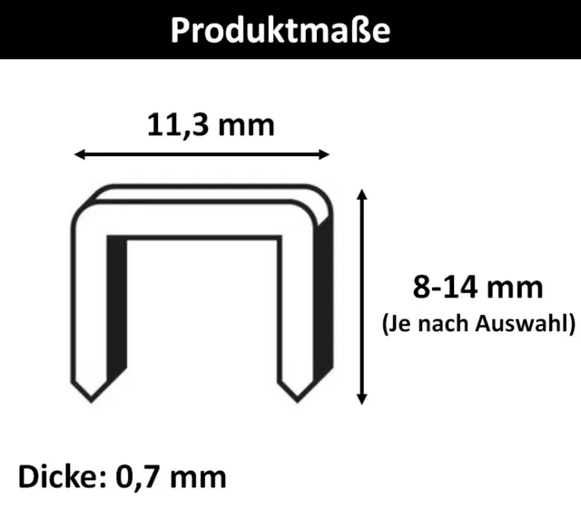 5000x Tackerklammern TYP 53 | 6, 8, 10, 12, 14 mm Heftklammern Tacker Klammern 2