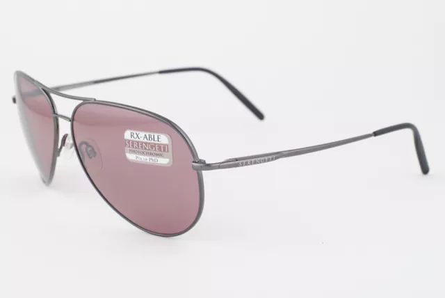 Serengeti Medium Aviator Shiny Gunmetal / Polarized Sedona Sunglasses 8088