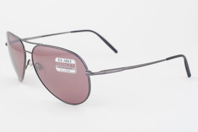 Serengeti Medium Aviator Shiny Gunmetal / Polarized Sedona Sunglasses 8088