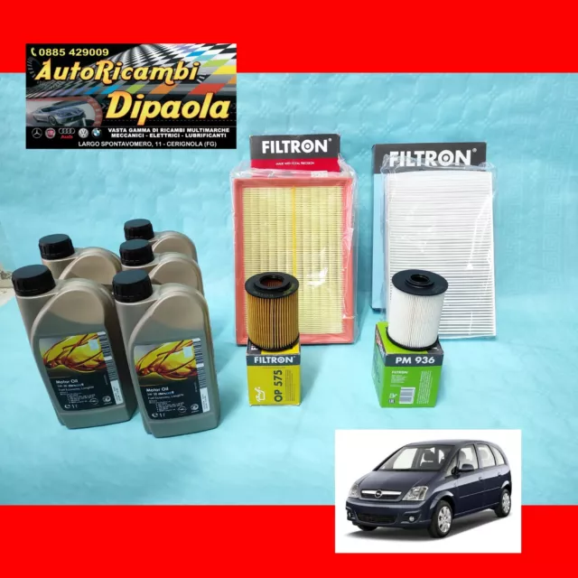 Kit Tagliando Opel Meriva 1.7 Cdti 75 100 125 Cv 5L Olio 5W30 + Kit 4 Filtri