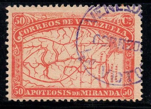 Venezuela 1896 Mi. 51 Usato 100% Mappa, 50 C