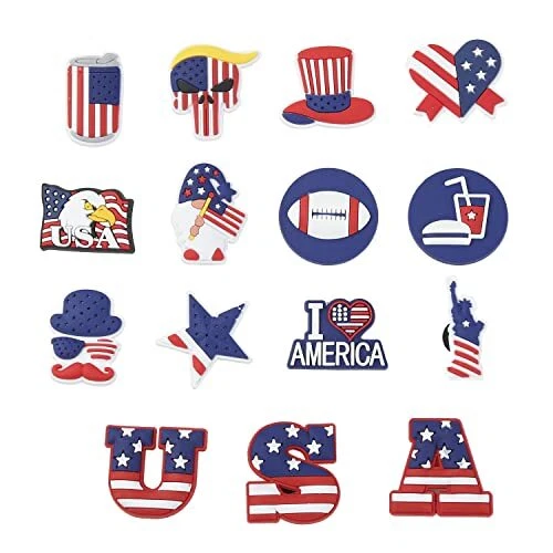 American Flag Shoe Charms for Croc, Dinosaur Shoe Charms for Boys, Car Croc USA