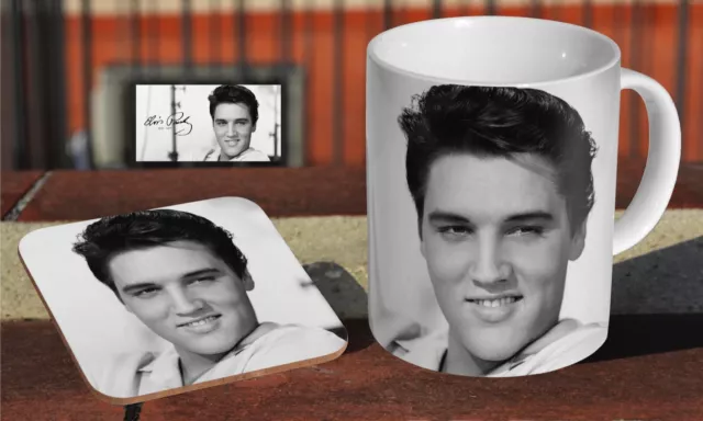 Elvis Presley Auto - Ceramic Coffee / Tea Mug + Matching Coaster