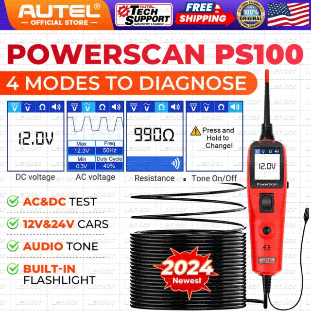 Autel Powescan PS100 Circuit Tester Electrical System Diagnostic Tool 12V&24V