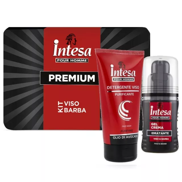 Intesa kit viso e barba uomo detergente purificante + gel crema idratante