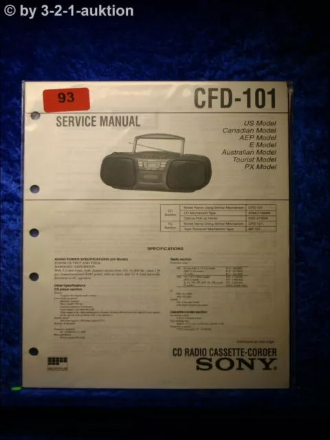 Sony Service Manual CFD 101 Cassette Recorder (#0093)