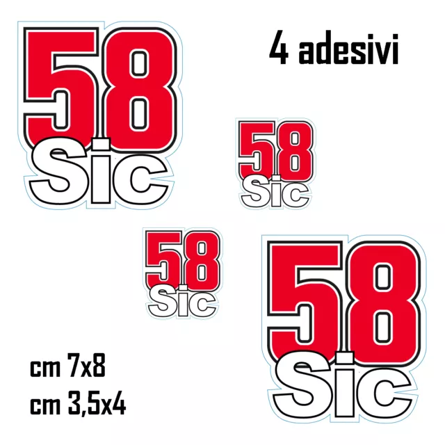 Kit 4 Adesivi Stickers Simoncelli 58 Sic Supersic...fantastici...verniciabili!