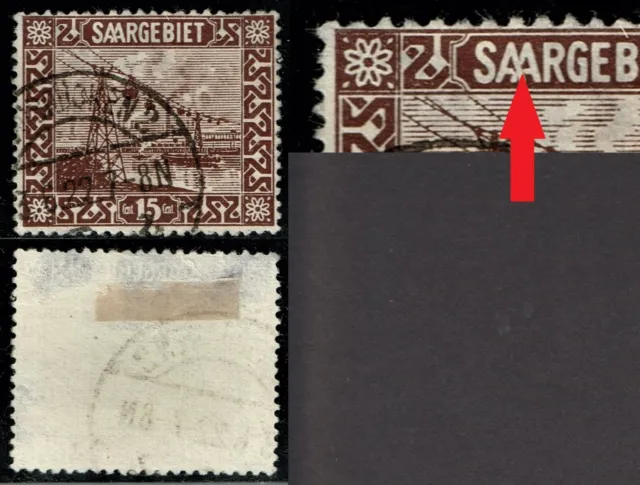 Saargebiet 1922 Mi.-Nr. 87 I PF Plattenfehler gestempelt  