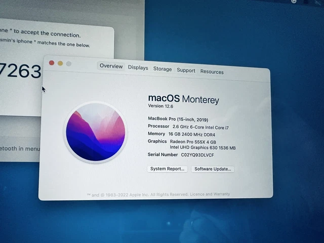 2019 Apple MacBook Pro 15 pollici 256 GB unità di memoria a stato solido, Intel Core i7 9a generazione 2,60 GHz, 16 GB