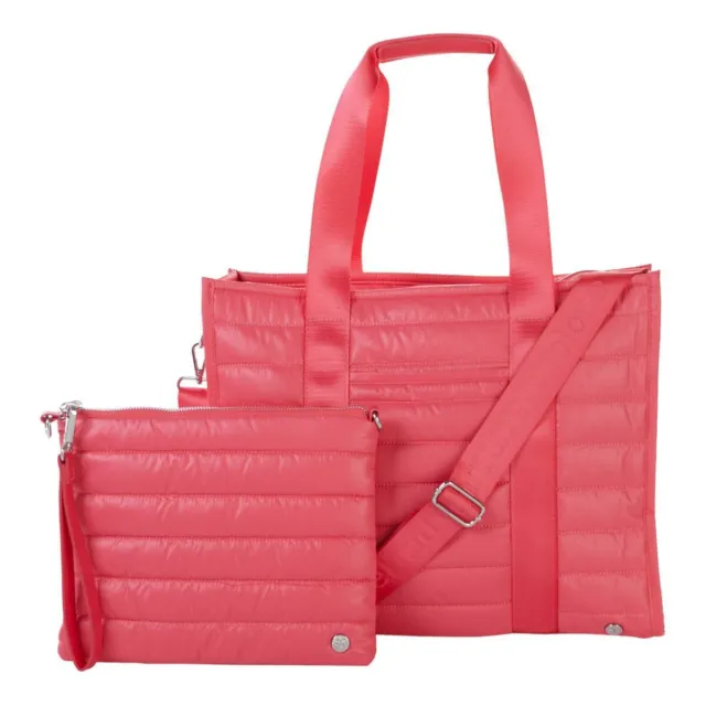 Samantha Brown Quilted Magenta Red Tote & Crossbody 2 pc Set NWT
