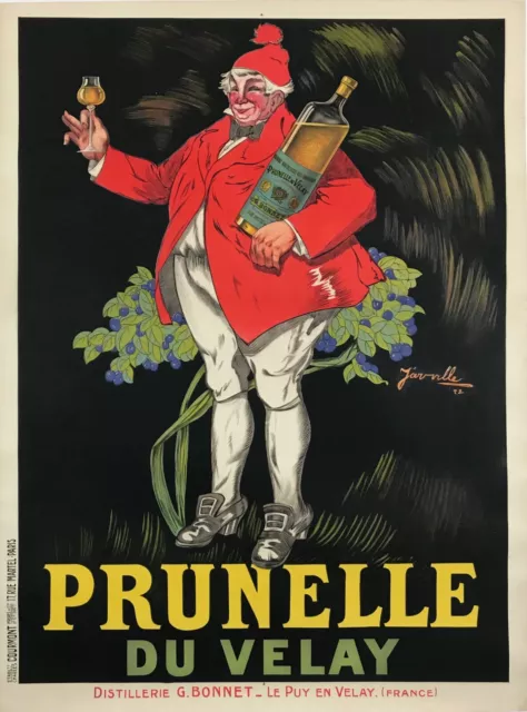 Prunelle Du Velay by Jarville Original 1922 Vintage Lithograph Poster on Linen