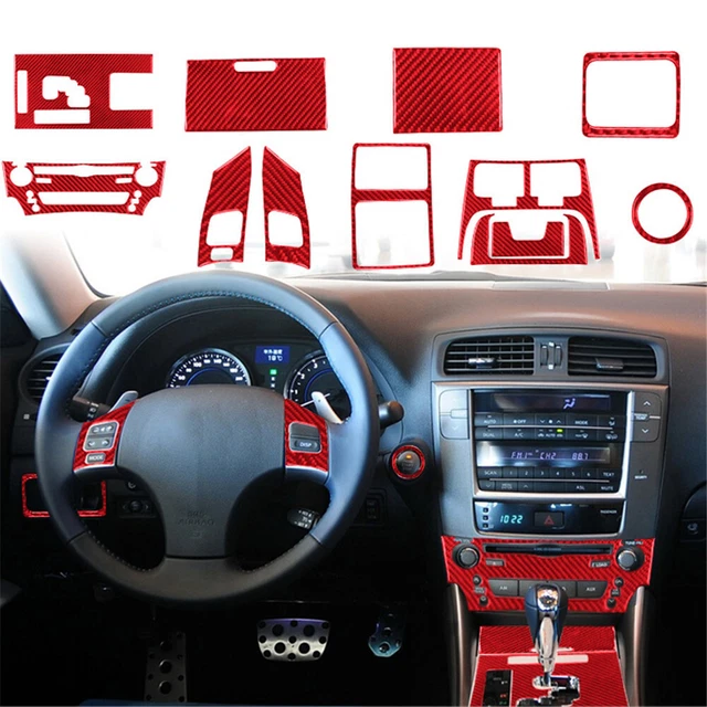 12Pcs Red Carbon Fiber Full Set Kit Cover Trim For Lexus IS250 IS300 2006-2012