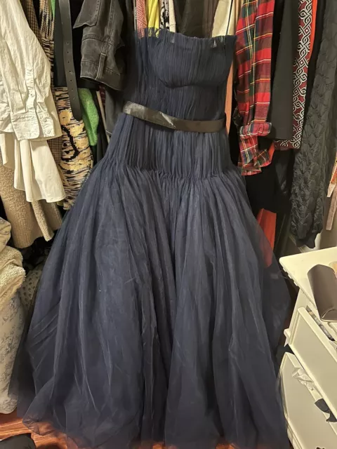 Zac Posen Strapless Pleated Gown in Midnight Size 12