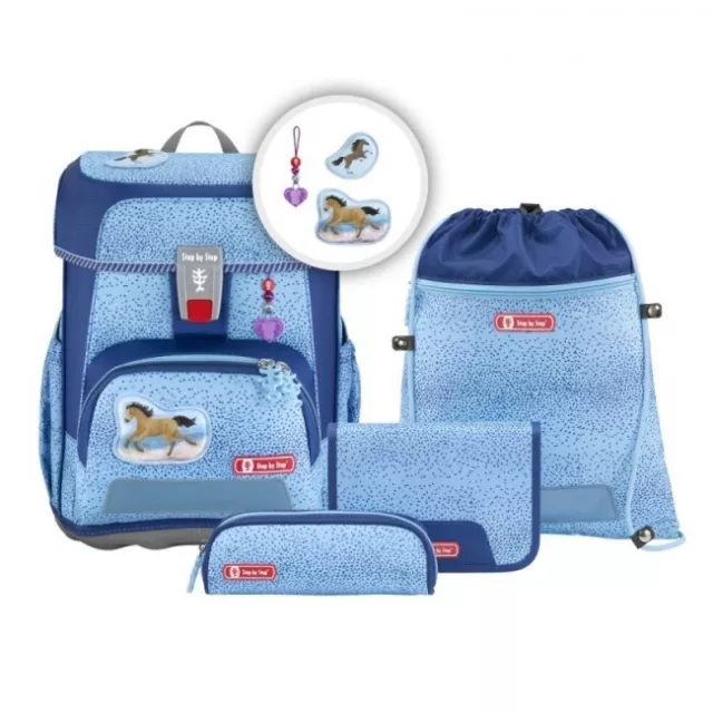 STEP BY STEP Schulranzen Set CLOUD 5-teilig "Wild Horse", NEU, Pferd, blau