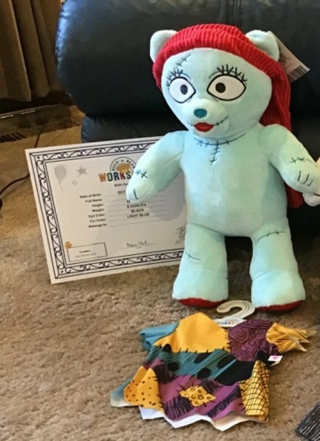 Build A Bear Nightmare Before Christmas Sally W/Sound Outfit & Certificate NWT