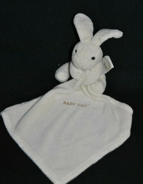 Doudou Lapin BABY'NAT BABYNAT Blanc  Mouchoir Crème Ecru Peluche 16 Cm TTBE