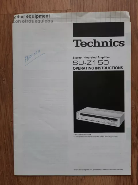 Technics SU-Z150 Bedienungsanleitung Stereo Int Amplifier Operating Instructions