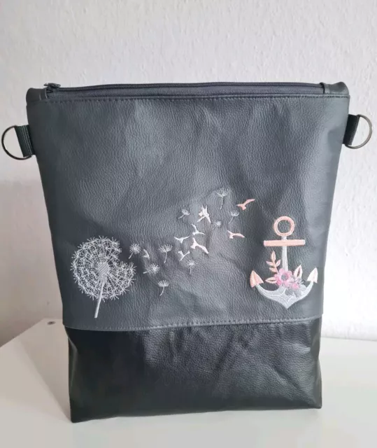 Tasche handmade Neu Anker Pusteblume Grau