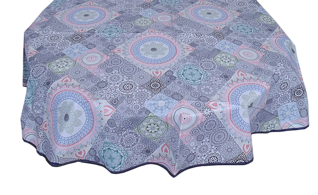 Tovaglia Rotonda Plastificata VOUNOT - Impermeabile, Con Bordo Elastico, Ø 90-120 Cm - Foto 2