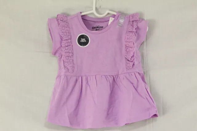 OSHKOSH B'GOSH Toddler Girls Size 24M Short Sleeve Tunic Top Color Purple NWT