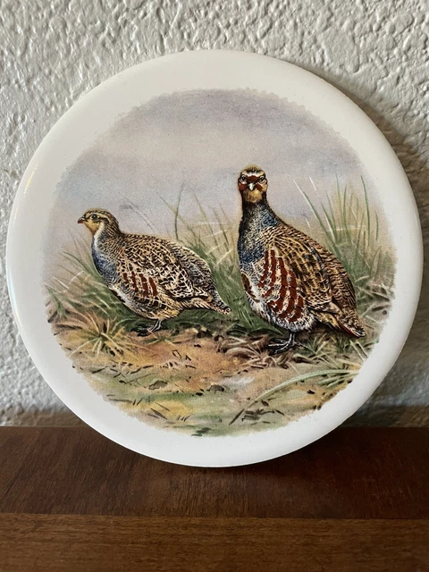 Vintage QUAIL GROUSE H & R JOHNSON England Trivet Hot Plate Ceramic Tile