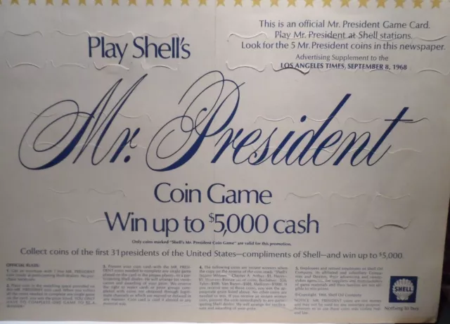 Original And Unused 1968 Shell's "Mr President" Token Holders (112016)