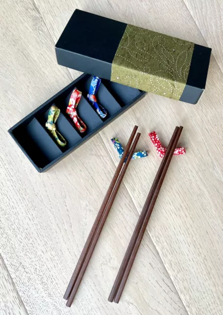 NEW Colourful Japanese Ribbon Chopstick Rests, Handmade, Sushi Kit, Asian Crafts 3