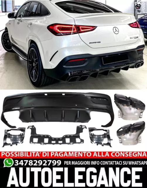 Diffuseur+Bornes Noir Adapté Pour Mercedes W167 C167 Gle Coupe Look 63 Amg