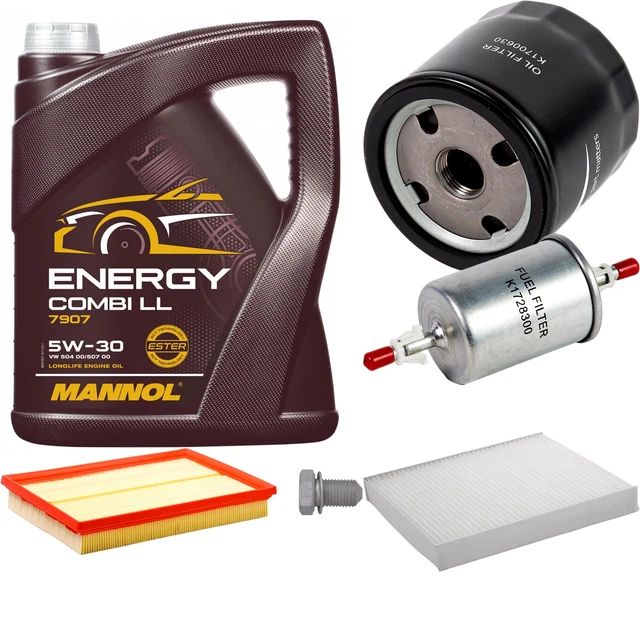 Mannol 5 W 40 SCT Ölfilter + 5L Mannol Energy Combi LL 5W-30 Motoröl – VW 504.00/507.00, Komplettset Motoröl 5W-30 Mannol VW 504