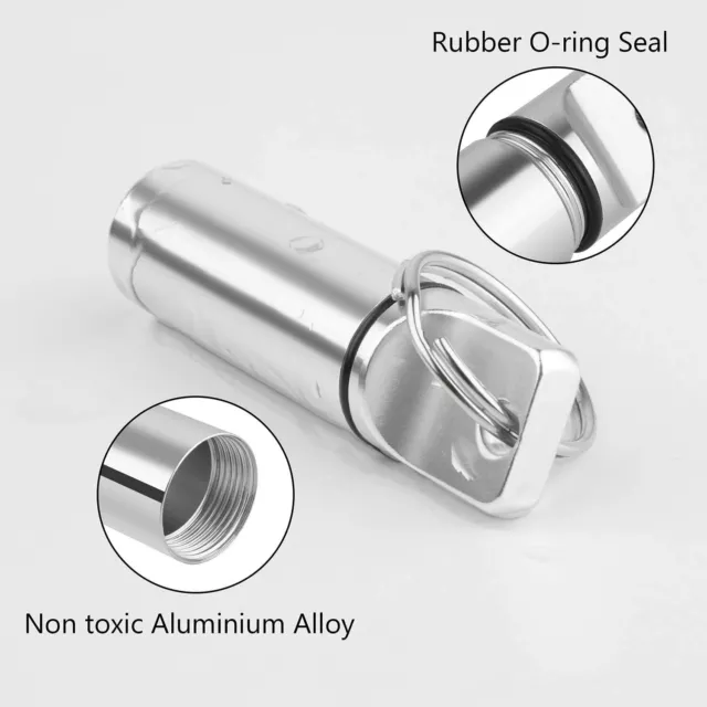 2/4 Mini Small Aluminum Pill Box Container Bottle Keyring Waterproof Organiser 3