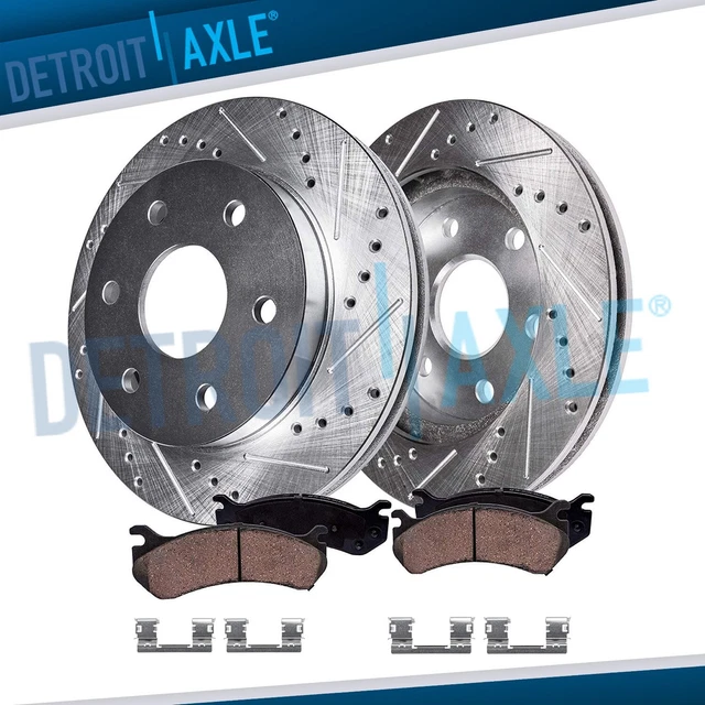FRONT DRILLED ROTORS + Brake Pads for Chevy Silverado GMC Sierra 1500